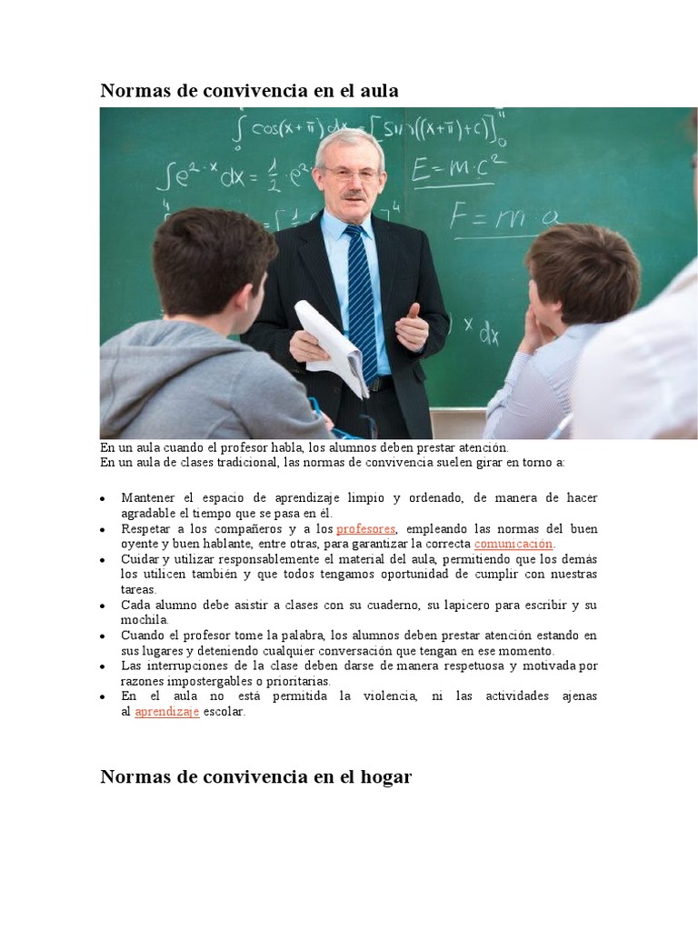 Normas de Convivencia en El Aula | PDF
