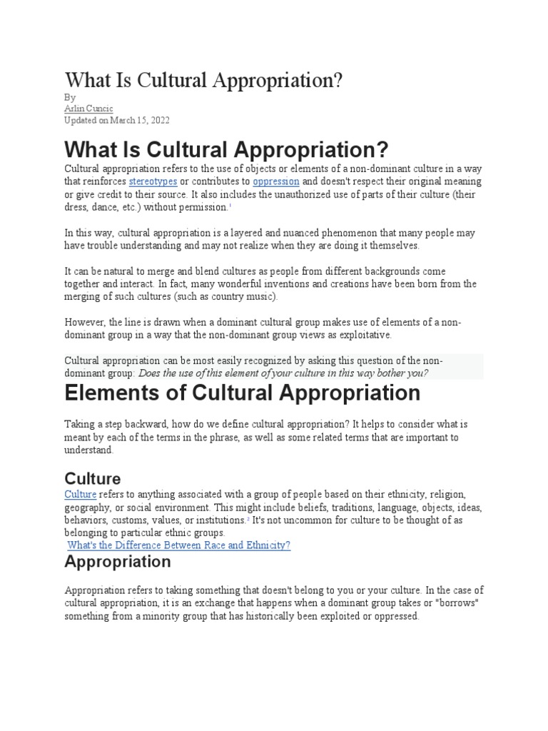 What Is Cultural Appropriation | PDF