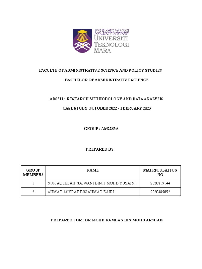 Ads511 Case Study Aqeelah Asyraf Pdf Methodology Positivism