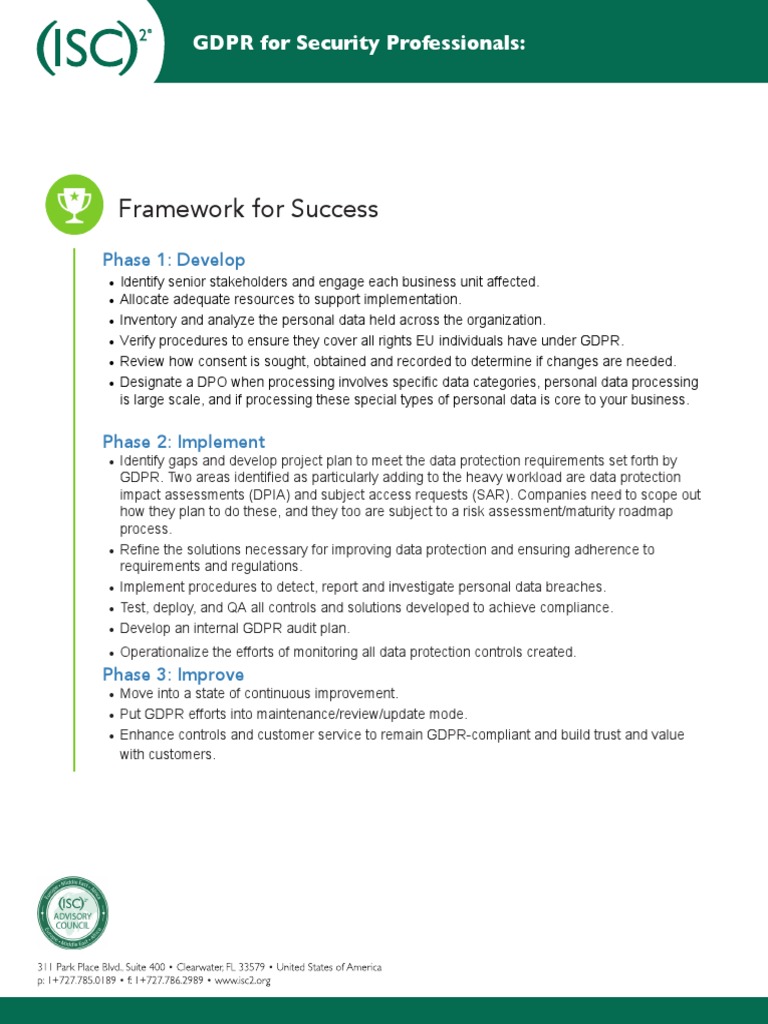 GDPR Implementation Framework Guide | PDF | Business | Computers