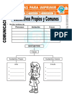 Ficha de Sustantivos Propios y Comunes para Segundo de Primaria