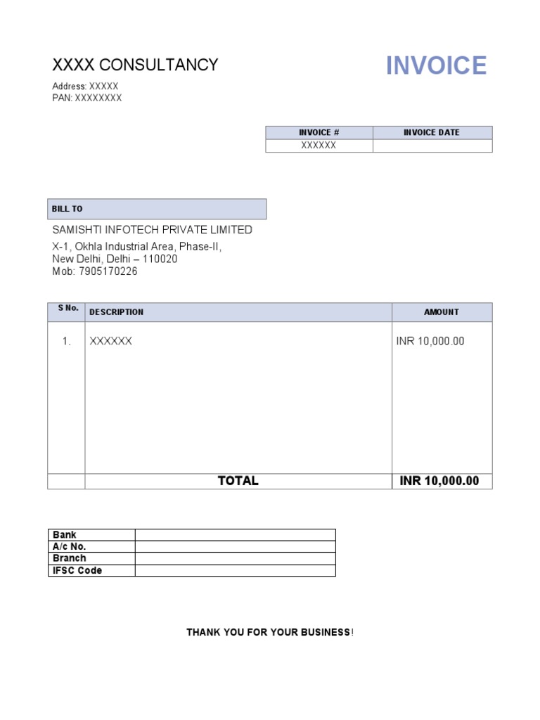 Invoice for Samishti Infotech Services | PDF