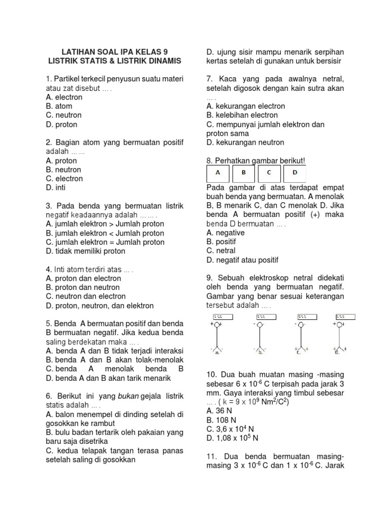 Soal Listrik Statis dan Dinamis Kelas 9 | PDF