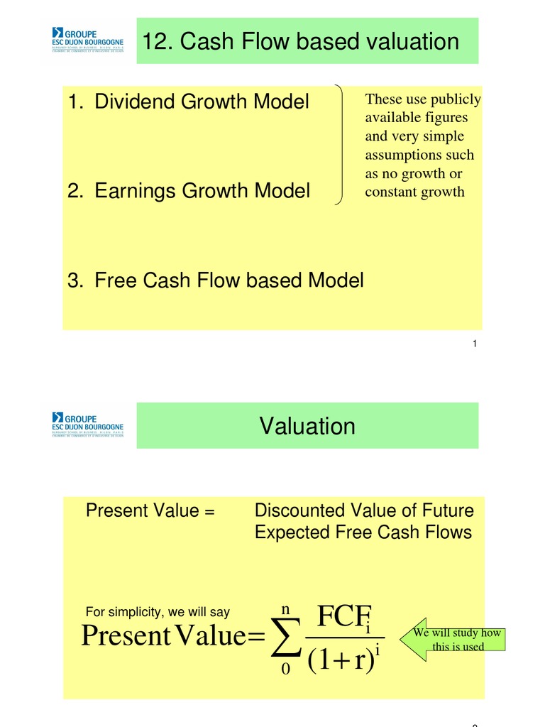 Cash Flow Valuation Models Explained | PDF