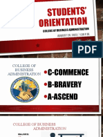 Students' Orientation: College of Business Administr Ation