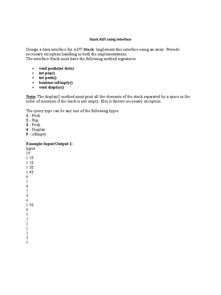 Stack ADT Using Interface | PDF | Computer Engineering | Software ...
