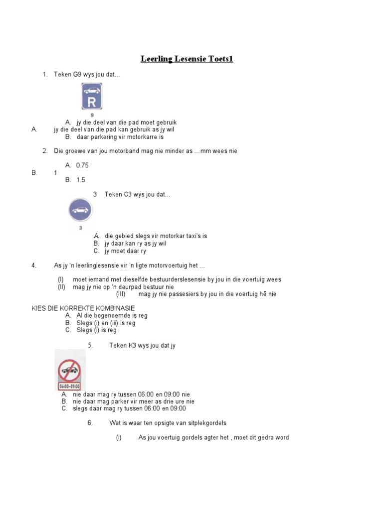 Leerling lesensie vraestel 1 pdf