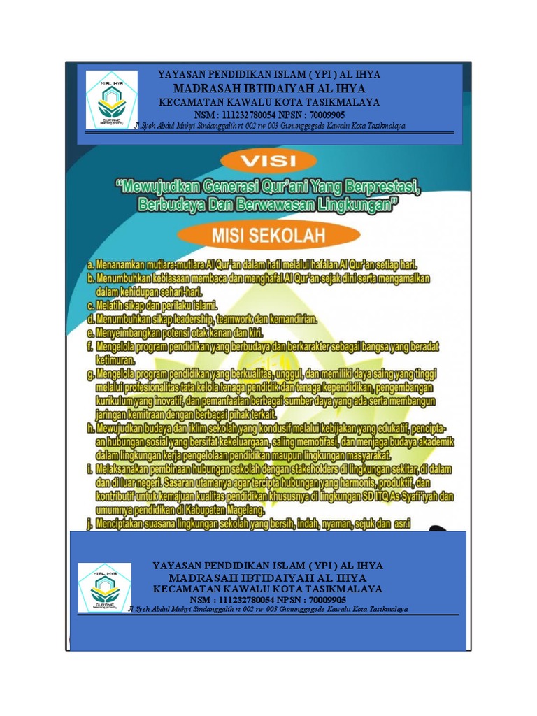 Madrasah Ibtidaiyah Al Ihya Tasikmalaya | PDF