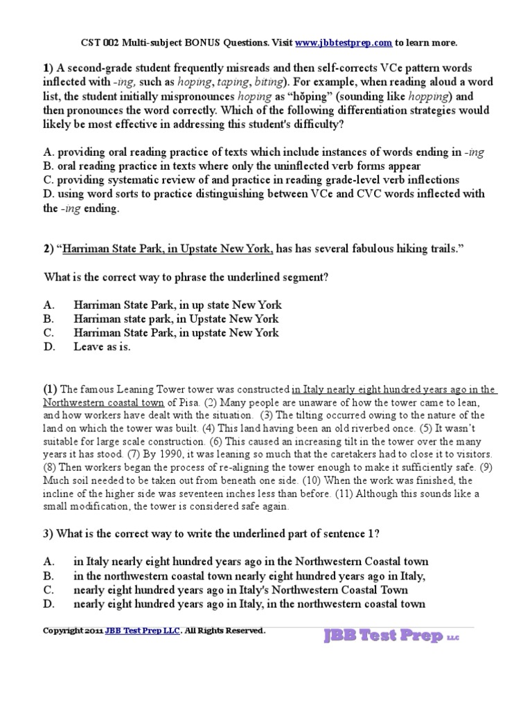CST Multi Subject Practice Test JBB Test Prep Pesticide Test