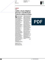 Tutta la cultura in lutto per la morte di Katia Migliori - Il Corriere Adriatico del 6 aprile 2023