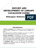 History of Catalogue Codes