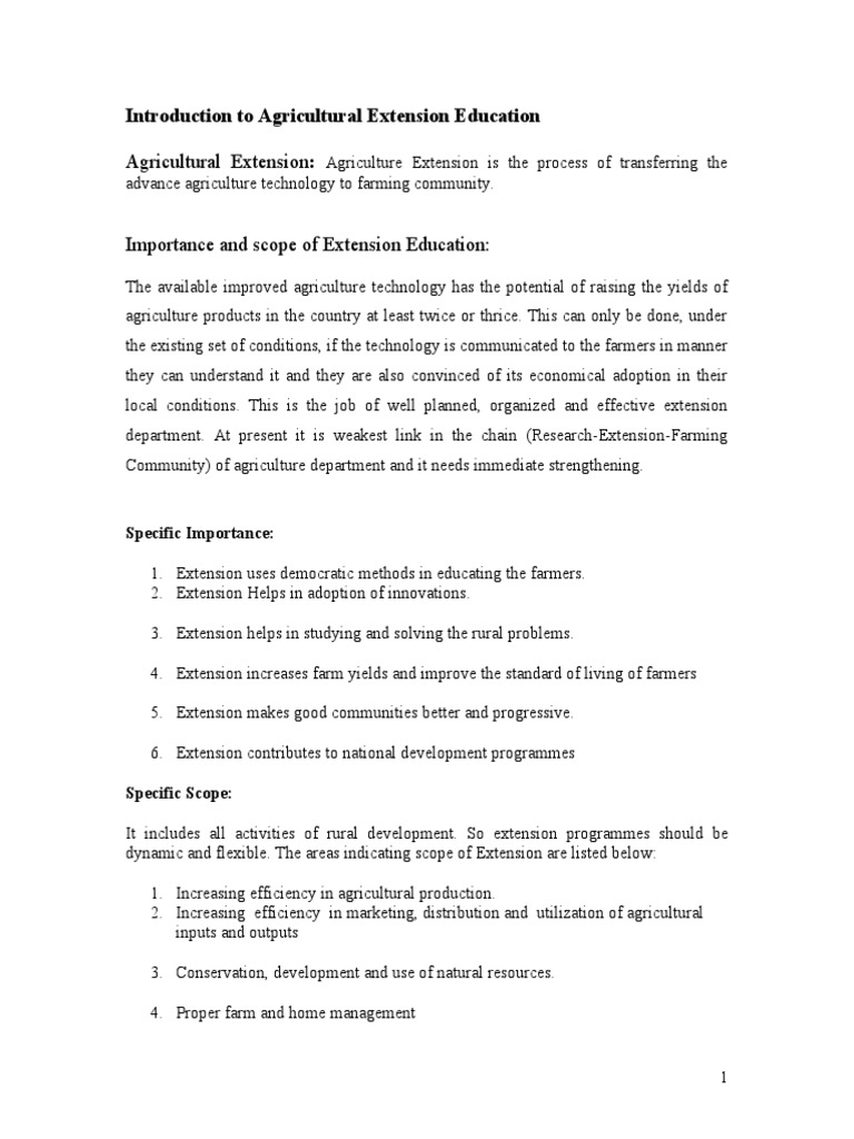 Introduction to Agricultural Extension | PDF | Communication | Agriculture