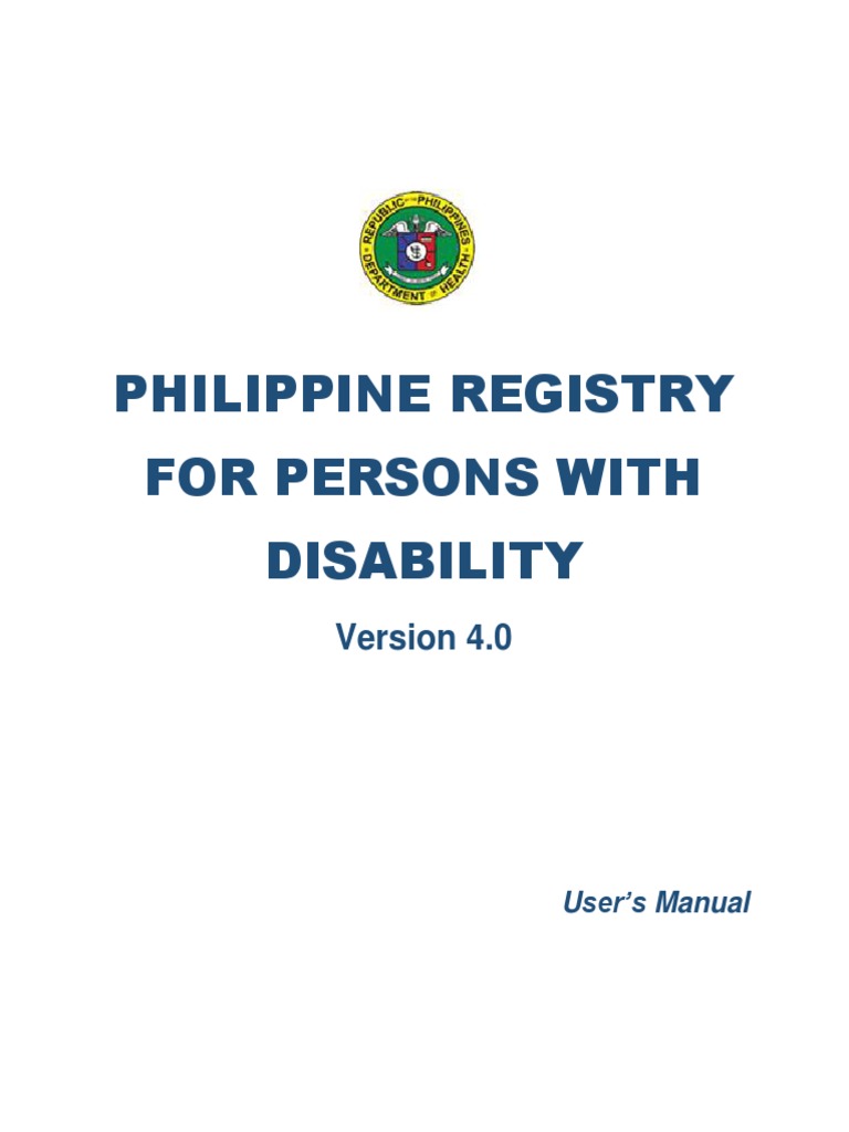 Philippine registry for persons with disability u ser s manual pdf