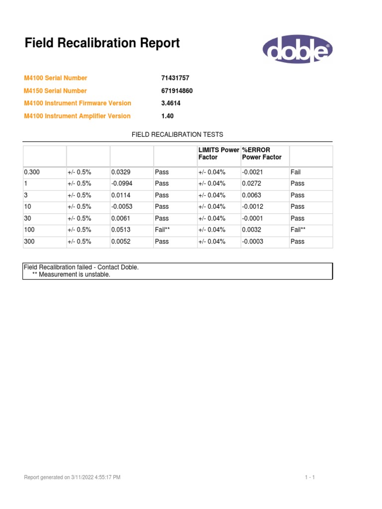 Field Recalibration Report | PDF