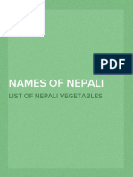 Names of Nepali Vegetables