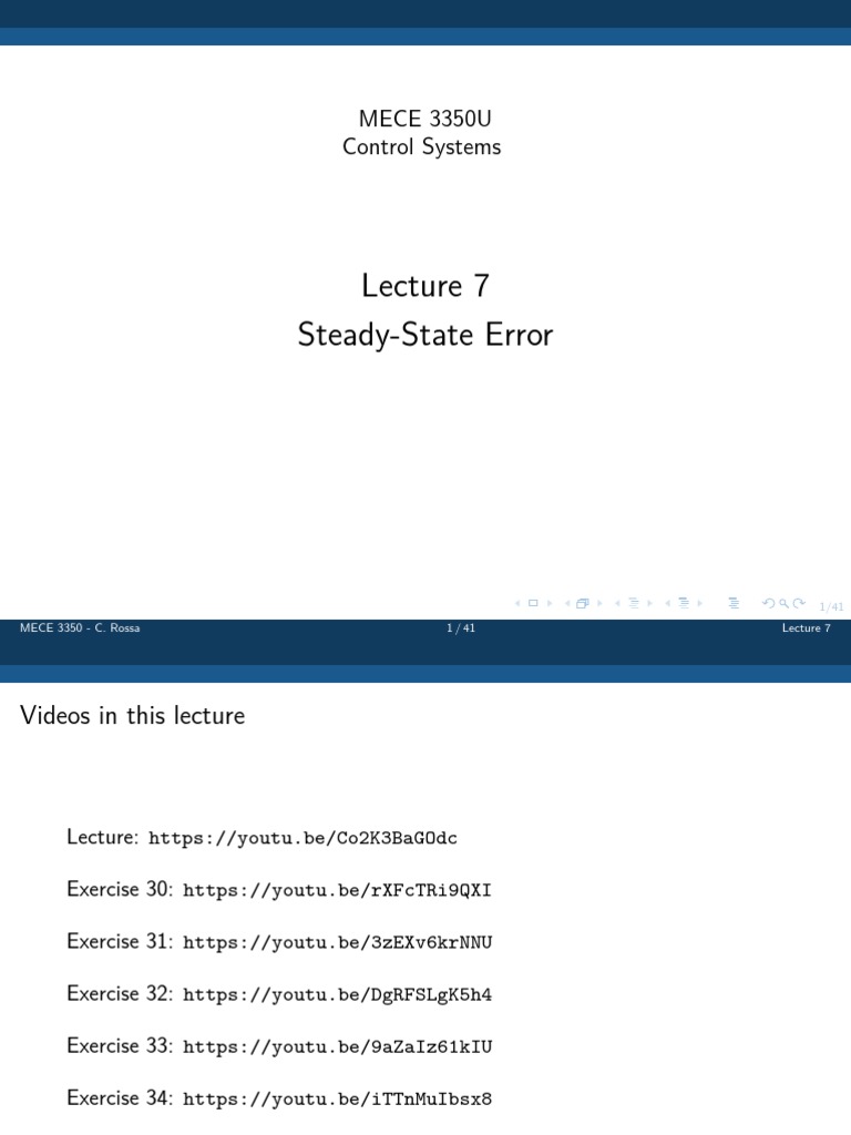 Lecture 7 PDF Control Theory Feedback
