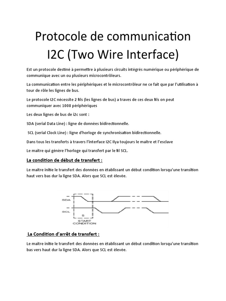 Protocole de communication I2C explicatif | PDF | Télécommunications ...