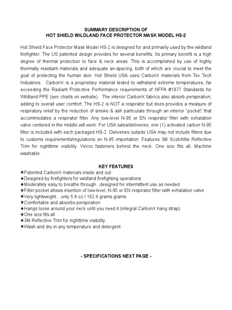 Hot Shield HS-2 Data Sheet | PDF | Personal Protective Equipment ...