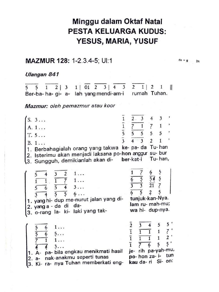 Panduan Perayaan Ekaristi Minggu 28 Desember 2025, Pesta Keluarga Kudus