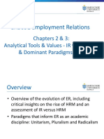 BX3051 Employment Relations: Chapters 2 & 3: Analytical Tools & Values - IR Versus HRM & Dominant Paradigms in ER