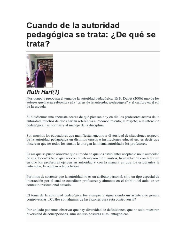 La autoridad pedagógica en el aula | PDF | Maestros | Enseñando