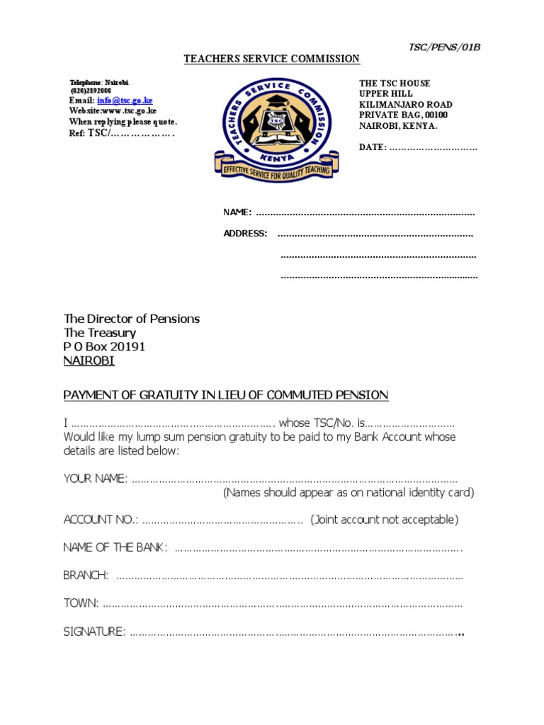 TSC Gratuity Payment Form Instructions | PDF