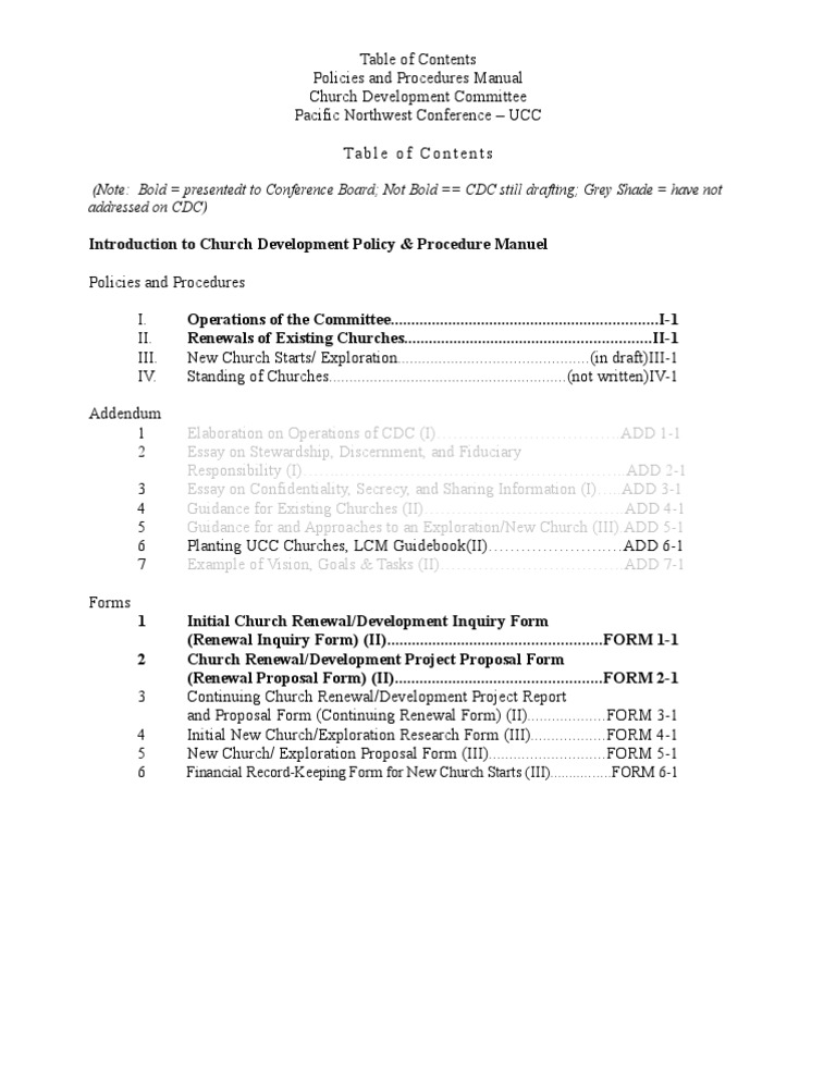 Church Development Policies Manual | PDF