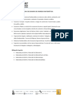 Programa de Examen de Ingreso Matemática: Bibliografía Sugerida