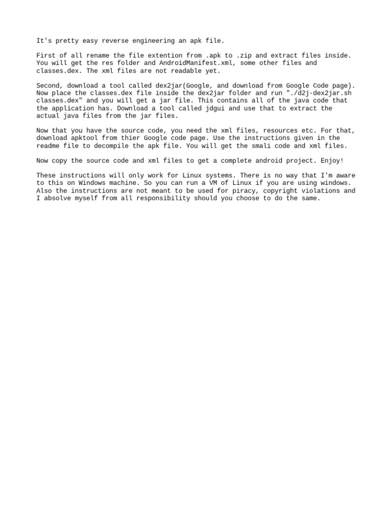 Reverse Engineer APK on Linux | PDF | Art | Computers