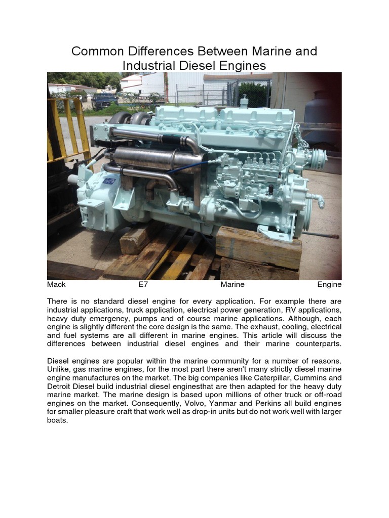 Common Differences Between Marine and Industrial Diesel Engine1 PDF