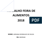 Trabalho Feira de Alimentos 2018: Nome: RA