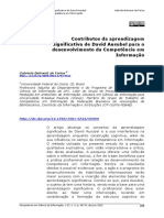 Contributos Da Aprendizagem Significativa de David Ausubel para o Desenvolvimento Da Competência em Informação