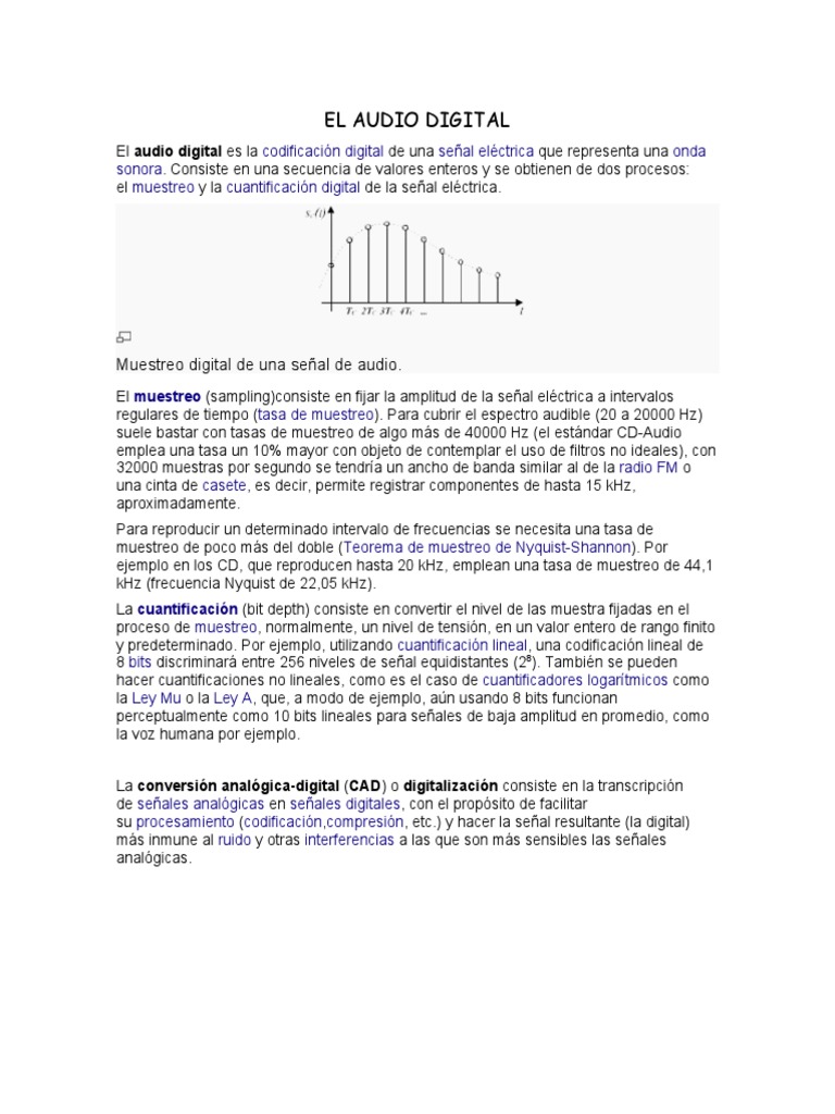 El Audio Digital PDF Audio digital Algoritmos