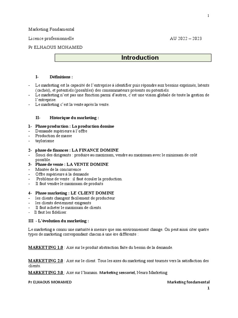 Marketing Fondamental 2022-2023 | PDF | Marque | Commercialisation