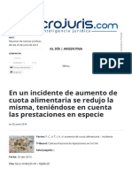 En Un Incidente de Aumento de Cuota Alimentaria Se Redujo La Misma, Teniéndose en Cuenta Las Prestaciones en Especie - AL DÍA - ARGENTINA