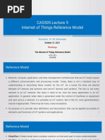 CA5305.Lecture 5 Internet of Things Reference Model: Instructor: Dr. M. Deivamani