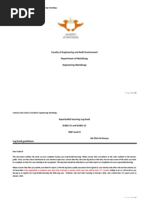 Engineering metallurgy log book