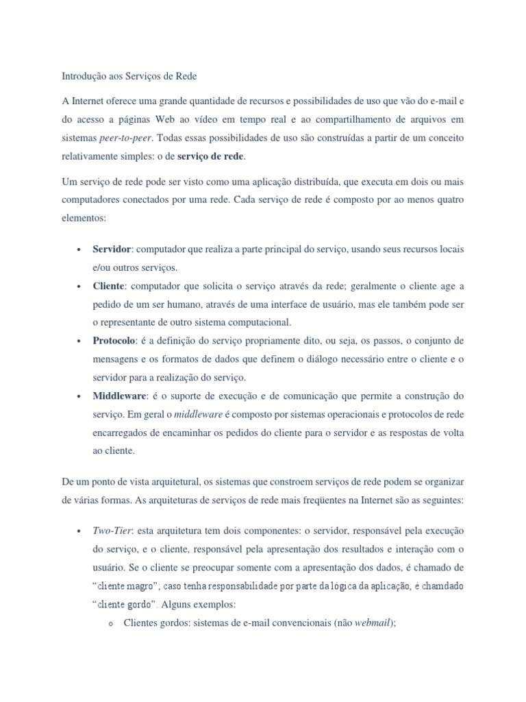 Introdução ao Modelo Cliente-Servidor | PDF | Modelo cliente – Servidor ...