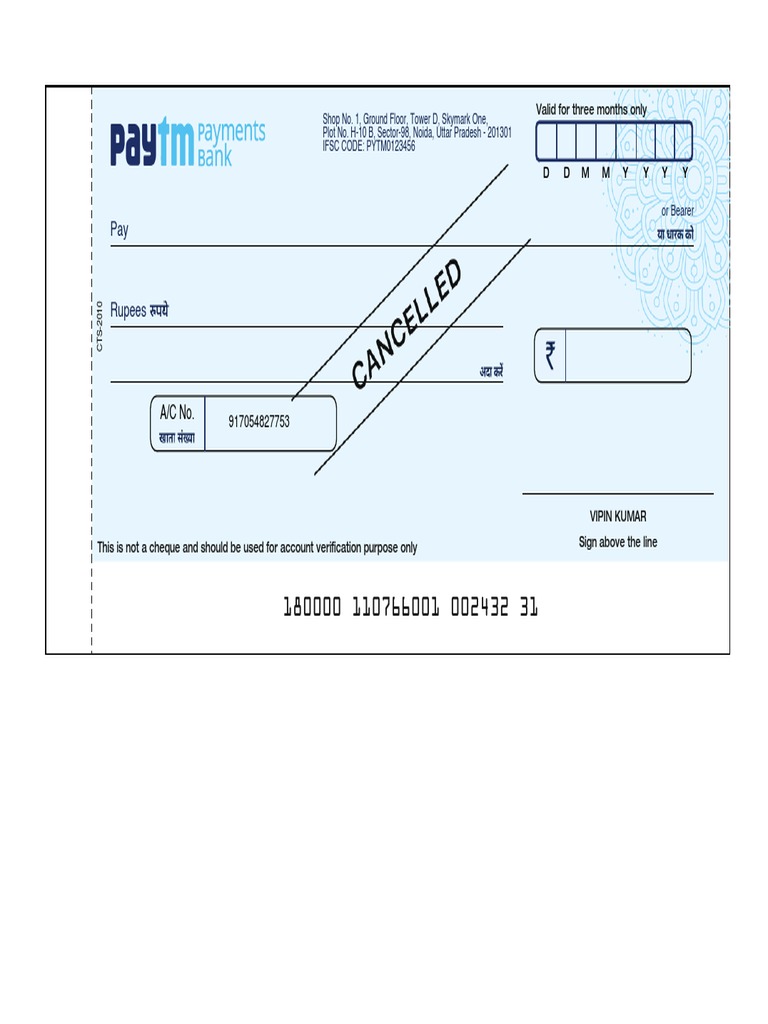 91XXXXXX7753 Cancelled Cheque | PDF