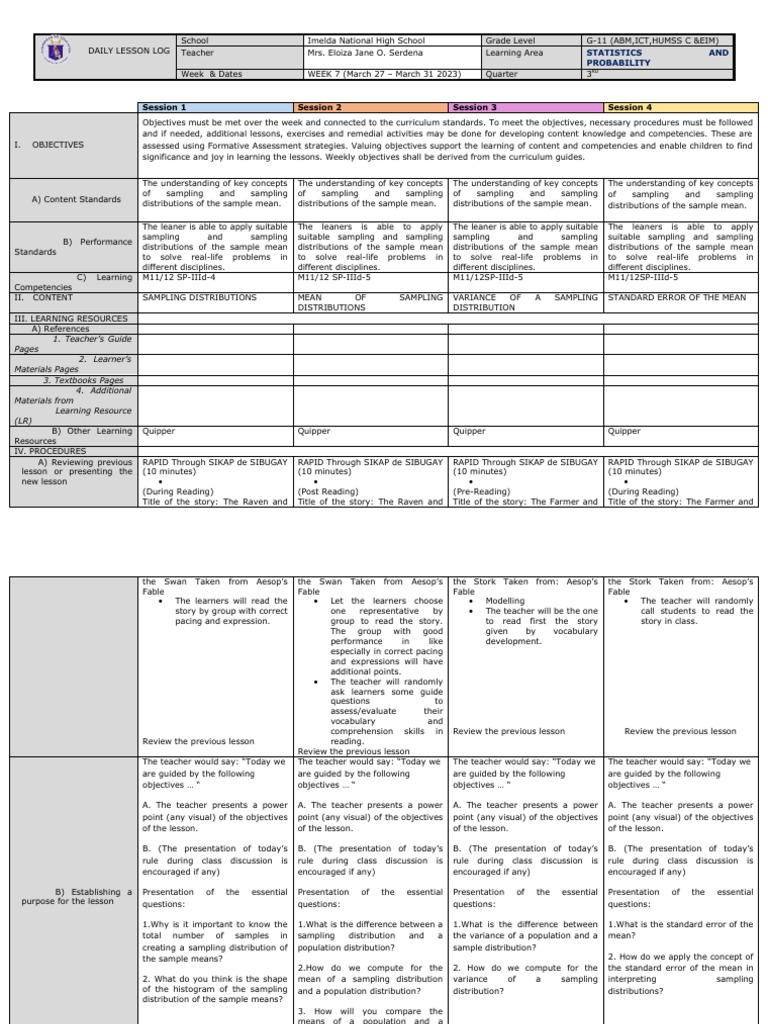 W7 DLL SP | PDF | Educational Assessment | Standard Error