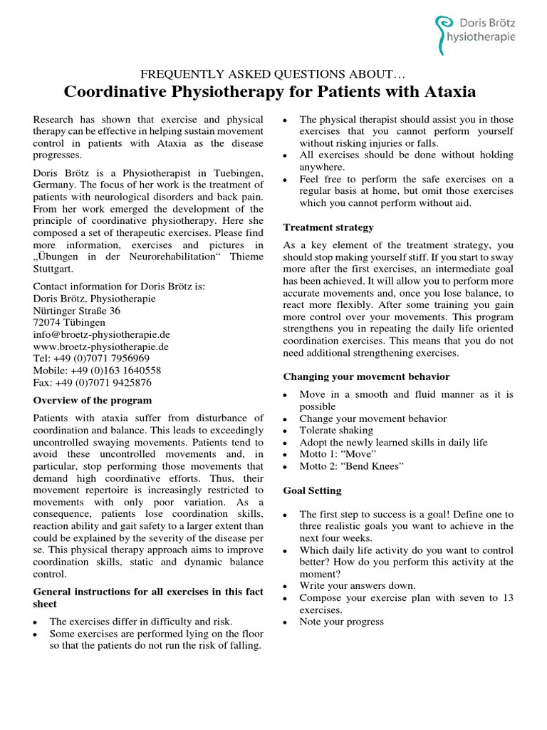 Ataxia Coordination Exercise Guide | PDF | Physical Therapy | Balance ...