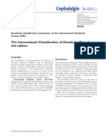 Headache Classification Committee of the International Headache Society (IHS) The International Classification of Headache Disorders, 3rd edition.