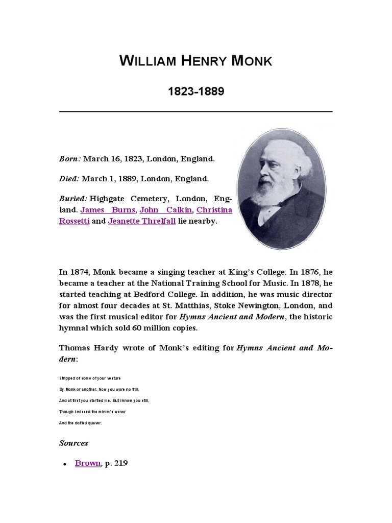 William Henry Monk | PDF