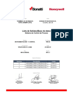 Lista de Señales/Base de Datos: Sistema de Control de Proceso