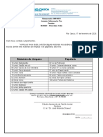 Solicitação de materiais para escola