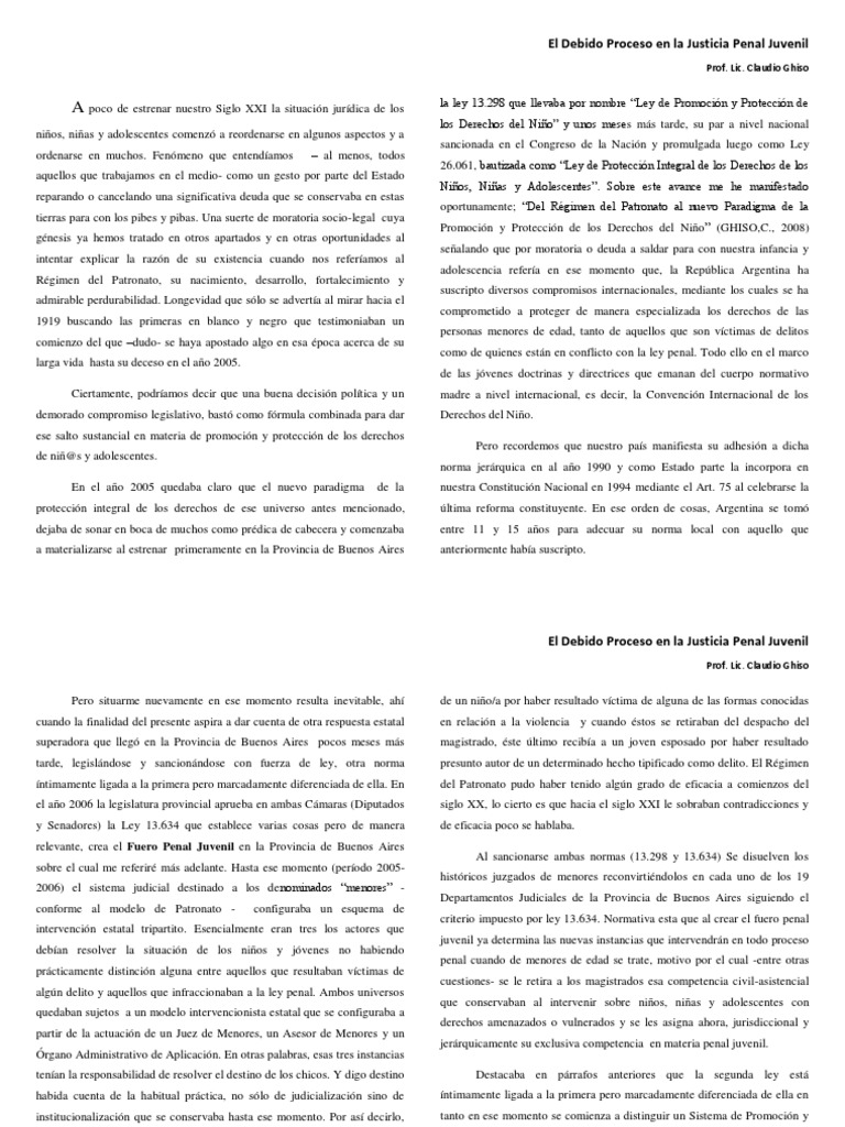 Ghiso C El Debido Proceso en La Justicia Penal Juvenil | PDF | Debido ...