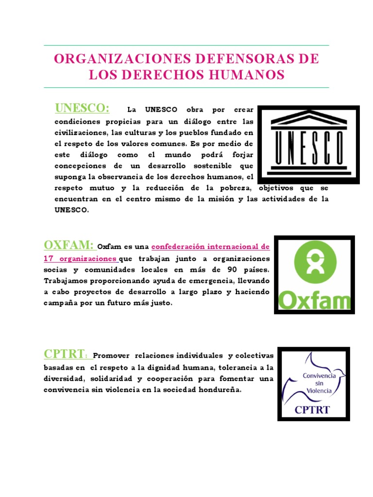 Organizaciones Defensoras de Los Derechos Humanos: Unesco | PDF ...