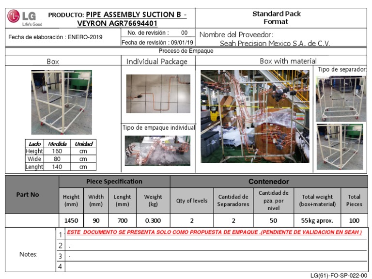 Propuesta de Standard Pack para Empaque | PDF