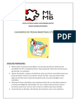 Calendário de Provas Bimestrais (2°bimestre) : Escola Estadual Maria Luiza Miranda Bastos Ensino Integral/Integrado