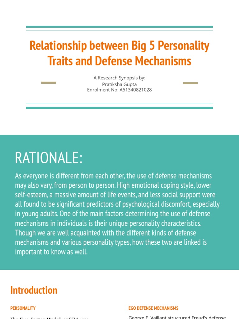 Big 5 Traits and Defense Mechanisms | PDF
